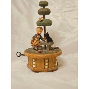 Rare Vintage Thorens Hand Painted Wooden Switzerland Music Box Plays Gigi